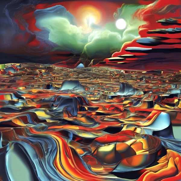 最初の商品画像がポスターの全体図です．2 番めの商品画像として中央部分の拡大図をのせています． 【GPT5/4o による解説】 (正確でない場合がありますので，ご注意ください.) 画面一面に溶岩のような地表がうねり，金属光沢の帯が赤や青緑に反射しています． 遠景は細かな層にほどけ，奥行きが砂漠の蜃気楼のように揺れます． 上空では緑がかった雲が渦をつくり，二つの光が昇ることで，昼と夜が同居するような不思議な時間感覚を生んでいます． 暖色と寒色がせめぎ合い，視線は手前から地平線へと滑るように導かれます． 自然の写実を目指す風景画と異なり，この絵は現実の規則をわざと外し，夢や宇宙の情景を体験として示します． 平面性を強調する幾何学抽象に比べ，地形の起伏が強い立体感を保ちますし，ロマン派の夕景のように空だけを主役にせず，地表の流動が感情の核になります． 光沢の質感は油絵の厚塗りよりもガラスや樹脂に近く，現代的な人工の美しさを際立たせています． 【購入方法・サイズなどについて】 サイズはつぎのうちのいずれかを上記の商品リストで選択してください．いずれも正方形です．・500 mm × 500 mm． ・400 mm × 400 mm． ・300 mm × 300 mm． ・250 mm × 250 mm (紙は 300 mm × 300 mm．余白つき)． ・200 mm × 200 mm． オンデマンドで印刷します (受注生産です) が，基本的に 1 週間以内に発送します． 300 mm と 250 mm のものは楽天，アマゾン，ニトリ，ハンズ，無印良品などで販売されている内寸 30 cm 角のフレームにちょうとおさまります． この商品にはフレームは付属せず販売もしていません． 【画像の制作方法】 制作者と AI (AI アート作成用のプログラム Stable Diffusion XL 1.0 (1024)) とからなるアートユニット カナブストラクド によるアートポスターです．そのプログラムに「Kanabstracd surrealism mosq」ということば (prompt) をあたえて創造させました． 負のプロンプトとして「surrealism mosq Fletching」を指定しています． AI アートでは通常 A6 サイズ相当くらい (縦横 500〜1000 ピクセルくらい) の荒い画像しかつくれないので，超解像という技術をつかって原画より解像度を 4〜8 倍に (こまかく) しています． ただし，上の商品画像の解像度は原画と同程度なのでご注意ください． これらのポスターは通常の AI アートとはちがう独自の方法を使って作っています． AI アートは AI にプロンプト (または呪文) とよばれる英語の記述をあたえて作画した画像ですが， Stable Diffusion，DALL・E 2，Midjourney などの AI プログラムによって 2022 年に爆発的に普及しました． AI アートで望む画像を作るために通常は比較的細かい指示を与えます． しかしデイシンではおもに 1〜4 語程度の短いことばや造語を Stable Diffusion XL 1.0 (1024) を使用している OpenArt，NightCafe などのウェブサイトで使用して，そのプログラムがもつ知識をいかして自由に (ジェネラティブに，創発的に) 画像をつくらせています． コントラストの調整等はしていますが，描きなおさせたり加筆したりするようなことはしていません． こうやって作られる「意図しない」画像も「AI アート」とは呼ばれるものの，かならずしもアートとはいえないと考えています． しかし，思いもよらない画像や特定の画家風の部分がありながらその作品とはちがうスタイルの画像，模様やステンドグラスに埋め込まれた猫など，様々な興味ぶかい画像がつくれます． 【キーワード】 AIアート, AI画家, 画像生成AI, 人工知能アート, コンピュータアート, コンピュータ・アート, デジタルアート, メディアアート, Stable Diffusion, ジェネラティブアート, ジェネレーティブアート, 創発的, 生成的, アート・ジェネレータ, インテリア, ウォールアート, アートポスター, アートプリント, オリジナルポスター 【著作権に関する注記】 この画像は ISAP 手法にもとづいて AI が生成したものです．特定の現存作家または既存作品の模倣・再現を意図するものではありませんが，お気づきの点がありましたら info@dasyn.com にご連絡ください．AI を使って造った気軽に楽しめるアートポスター AI とともに描いた様々な絵でお部屋をかざってみませんか? AI アートでさまざまな絵画を創造しました．人だけでは描くのが難しいオリジナル作品をお求めやすい価格で提供します．壁にならべて貼ったり，気分にあわせて貼りかえてみることもできます．