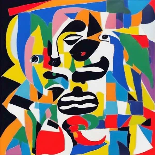 最初の商品画像がポスターの全体図です．2 番めの商品画像として中央部分の拡大図をのせています． 【GPT5/4o による解説】 (正確でない場合がありますので，ご注意ください.) この絵は，キュビズムの影響を強く受けた作品です． キュビズム...