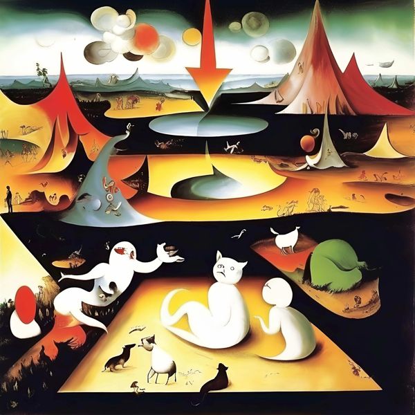 AIアートポスター カナブストラクド「H.ボス的網なき不条理主義」 Kanabstracd オリジナルアート作品 アートポスター アートプリント 壁掛けアート ウォールアート インテリア デジタルアート 現代アート