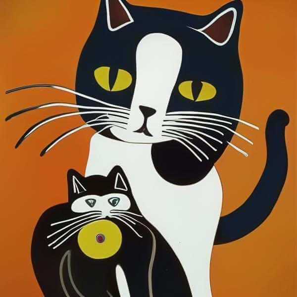 Rakuten - 猫アート AIアートポスター ミロとダリの共作風の「猫」 ねこアート キャットアート 猫の絵 ネコ Joan Miró i Ferrà Salvador Dalí オリジナルアート作品 アートポスター アートプリント 壁掛けアート ウォールアート インテリア デジタルアート 現代アート