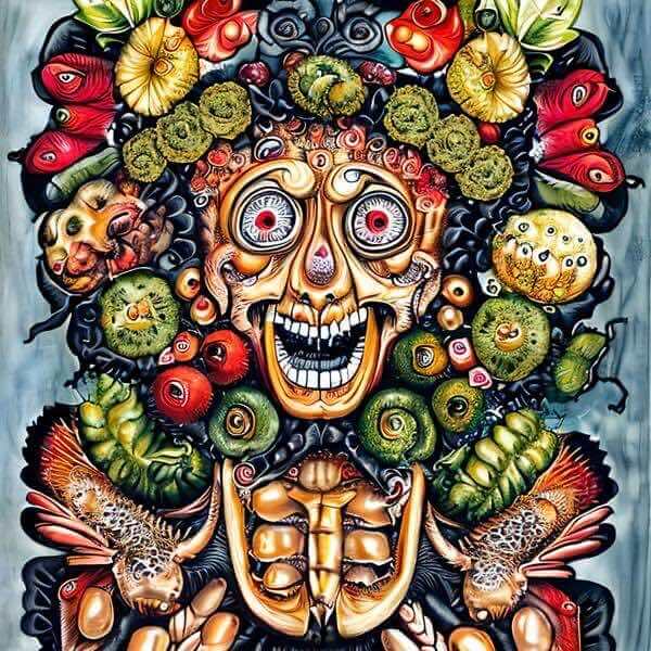 AIアートポスター ヨハネス・フェルメールを否認したジュゼッペ・アルチンボルド風 … オリジナルアート作品 アートポスター アートプリント インテリア