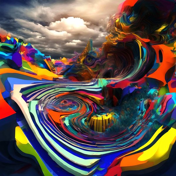 AIアートポスター カナブストラクド「弓なき3Dと超現実」 Kanabstracd オリジナルアート作品 アートポスター アートプリント 壁掛けアート ウォールアート インテリア デジタルアート 現代アート