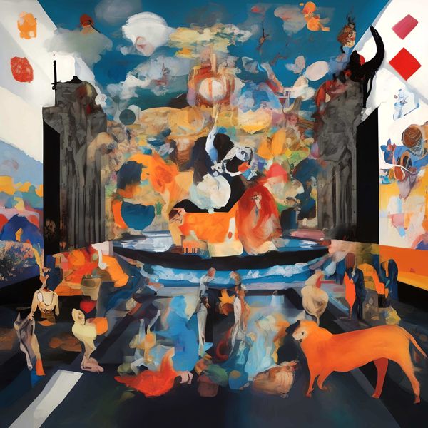 AIアートポスター カナブストラクド「ベーコン的有刺なき不条理リスム」 Kanabstracd オリジナルアート作品 アートポスター アートプリント 壁掛けアート ウォールアート インテリア デジタルアート 現代アート