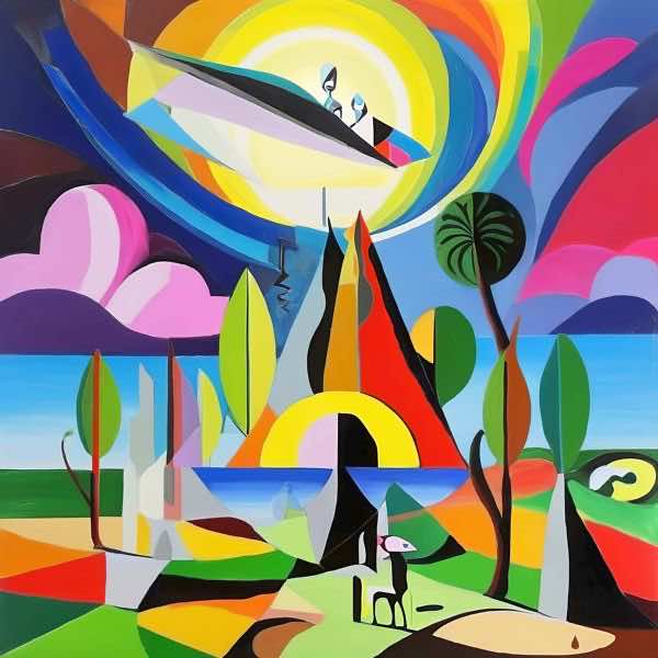 AIアートポスター カナブストラクド「ピカスビア的結び目なき超現実」 Kanabstracd オリジナルアート作品 アートポスター アートプリント 壁掛けアート ウォールアート インテリア デジタルアート 現代アート