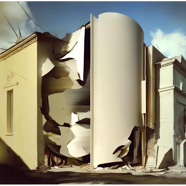 AIアートポスター カナブストラクド「キリコ的市松模様なき不条理リアリズム」 Kanabstracd オリジナル..