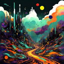 AIアートポスター 非現実主義に影響された弓に影響されないカナブストラクドによる … オリジナルアート作品 アートポスター アートプリント インテリア