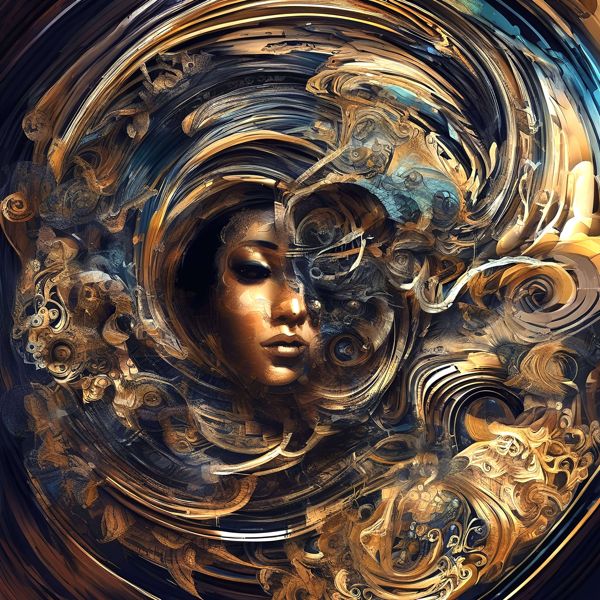 AIアートポスター カナブストラクド「クリムト的入り組んだ超現実」 Kanabstracd オリジナルアート作品 アートポスター アートプリント..