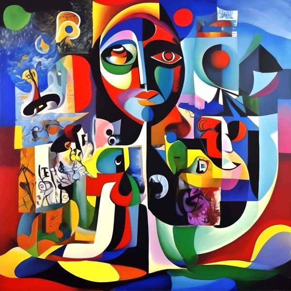 AIアートポスター カナブストラクド「ピカスビア的有刺なき超現実」 Kanabstracd オリジナルアート作品..