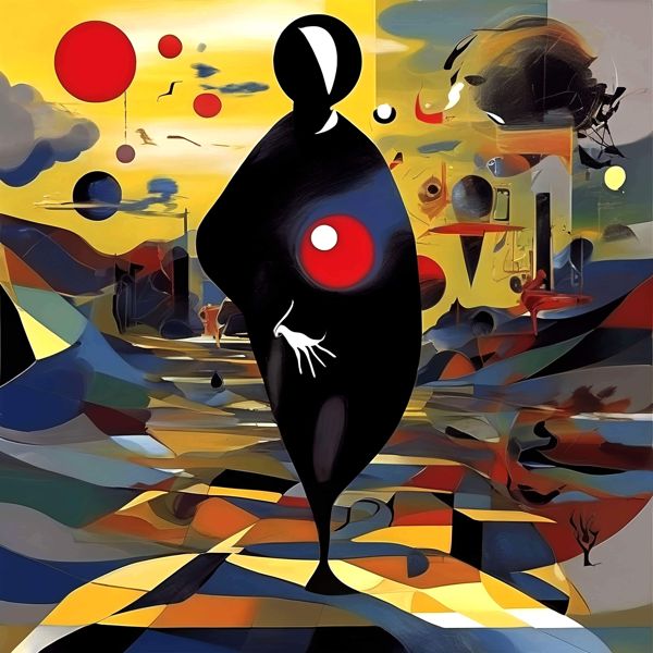 最初の商品画像がポスターの全体図です．2 番めの商品画像として中央部分の拡大図をのせています． 【購入方法・サイズなどについて】 サイズはつぎのうちのいずれかを上記の商品リストで選択してください．いずれも正方形です．・500 mm × 500 mm． ・400 mm × 400 mm． ・300 mm × 300 mm． ・250 mm × 250 mm (紙は 300 mm × 300 mm．余白つき)． ・200 mm × 200 mm． オンデマンドで印刷します (受注生産です) が，基本的に 1 週間以内に発送します． 300 mm と 250 mm のものは楽天，アマゾン，ニトリ，ハンズ，無印良品などで販売されている内寸 30 cm 角のフレームにちょうとおさまります． この商品にはフレームは付属せず販売もしていません． 【画像の制作方法】 制作者と AI (AI アート作成用のプログラム Stable Diffusion XL 1.0 (1024)) とからなるアートユニット カナブストラクド によるアートポスターです．そのプログラムに「Kanabstracd surrealism Miro」ということば (prompt) をあたえて創造させました． 負のプロンプトとして「Miro bows」を指定しています． AI アートでは通常 A6 サイズ相当くらい (縦横 500〜1000 ピクセルくらい) の荒い画像しかつくれないので，超解像という技術をつかって原画より解像度を 4〜8 倍に (こまかく) しています． ただし，上の商品画像の解像度は原画と同程度なのでご注意ください． これらのポスターは通常の AI アートとはちがう独自の方法を使って作っています． AI アートは AI にプロンプト (または呪文) とよばれる英語の記述をあたえて作画した画像ですが， Stable Diffusion，DALL・E 2，Midjourney などの AI プログラムによって 2022 年に爆発的に普及しました． AI アートで望む画像を作るために通常は比較的細かい指示を与えます． しかしデイシンではおもに 1〜4 語程度の短いことばや造語を Stable Diffusion XL 1.0 (1024) を使用している OpenArt，NightCafe などのウェブサイトで使用して，そのプログラムがもつ知識をいかして自由に (ジェネラティブに，創発的に) 画像をつくらせています． コントラストの調整等はしていますが，描きなおさせたり加筆したりするようなことはしていません． こうやって作られる「意図しない」画像も「AI アート」とは呼ばれるものの，かならずしもアートとはいえないと考えています． しかし，思いもよらない画像や特定の画家風の部分がありながらその作品とはちがうスタイルの画像，模様やステンドグラスに埋め込まれた猫など，様々な興味ぶかい画像がつくれます． 【キーワード】 AIアート, AI画家, 画像生成AI, 人工知能アート, コンピュータアート, コンピュータ・アート, デジタルアート, メディアアート, Stable Diffusion, ジェネラティブアート, ジェネレーティブアート, 創発的, 生成的, アート・ジェネレータ, インテリア, ウォールアート, アートポスター, アートプリント, オリジナルポスター 【著作権に関する注記】 この画像は ISAP 手法にもとづいて AI が生成したものです．特定の現存作家または既存作品の模倣・再現を意図するものではありませんが，お気づきの点がありましたら info@dasyn.com にご連絡ください．AI を使って造った気軽に楽しめるアートポスター AI とともに描いた様々な絵でお部屋をかざってみませんか? AI アートでさまざまな絵画を創造しました．人だけでは描くのが難しいオリジナル作品をお求めやすい価格で提供します．壁にならべて貼ったり，気分にあわせて貼りかえてみることもできます．