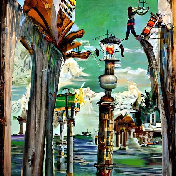 AIアートポスター 否認されたキリコ風 「不安の否認」 オリジナルアート作品 アートポスター アートプリント 壁掛けアート ウォールアート インテリア デジタルアート 現代アート