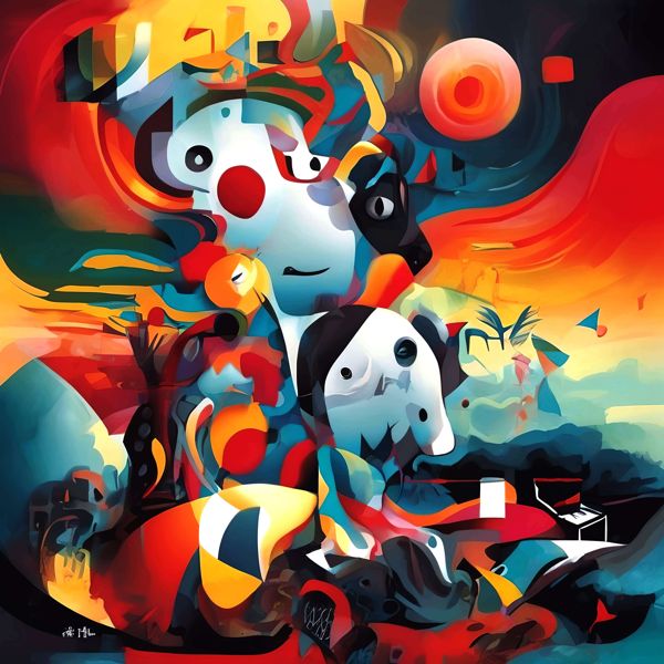 AIアートポスター カナブストラクド「ミロ的有刺なき超現実」 Kanabstracd オリジナルアート作品 アートポスター アートプリント 壁掛けアート ウォールアート インテリア デジタルアート 現代アート