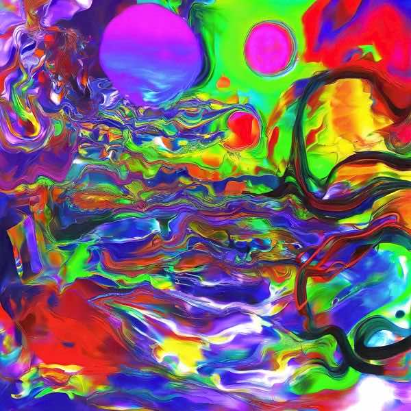 最初の商品画像がポスターの全体図です．2 番めの商品画像として中央部分の拡大図をのせています． 【GPT5/4o による解説】 (正確でない場合がありますので，ご注意ください.) この絵は，鮮やかな色彩と流動的な形状が特徴的な抽象画です． ...