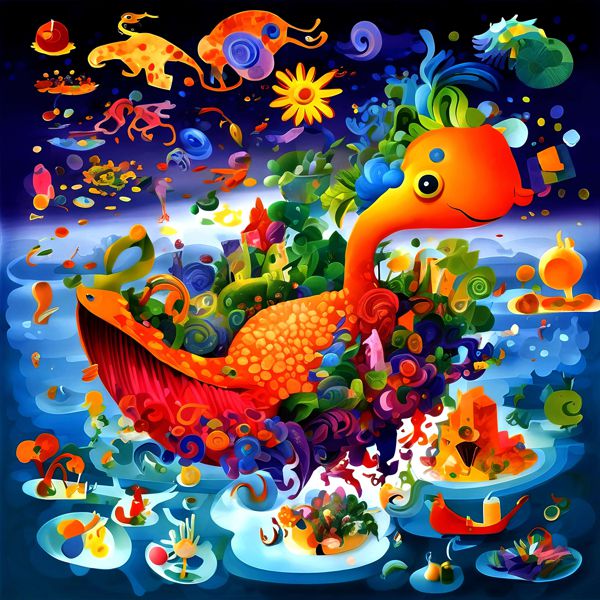 AIアートポスター カナブストラクド「パイカッソン的有刺なき免疫」 Kanabstracd オリジナルアート作品..