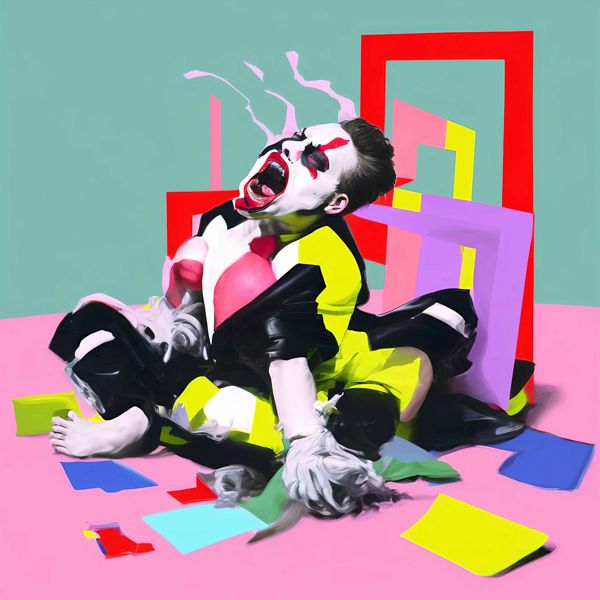 AIアートポスター カナブストラクド「ベーコン的木目なき不条理リアリズム」 Kanabstracd オリジナルアート作品 アートポスター アートプリント 壁掛けアート ウォールアート インテリア デジタルアート 現代アート