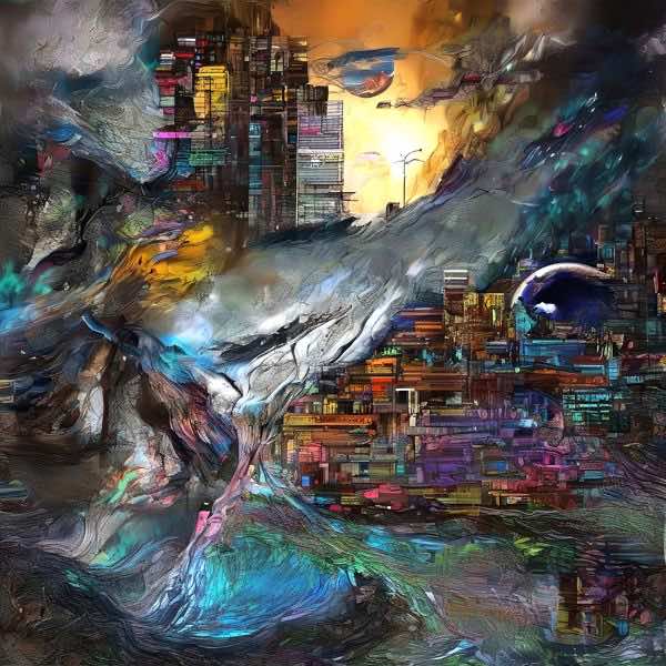 AIアートポスター カナブストラクド「クラーリ的弓なき±超現実」 Kanabstracd オリジナルアート作品 ア..