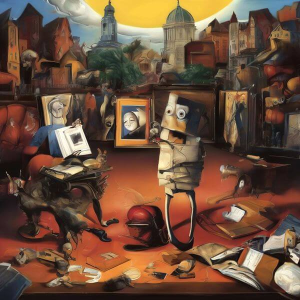 AIアートポスター カナブストラクド「キリコ的格子 (grid) なき超現実」 Kanabstracd オリジナルアート..