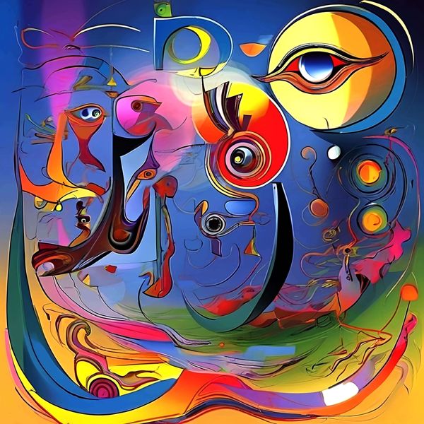 AIアートポスター カナブストラクド「クレー的粗い市松模様なき超現実」 Kanabstracd オリジナルアート..