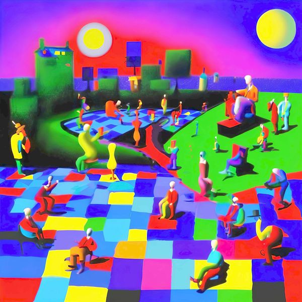 Rakuten - AIアートポスター カナブストラクド「スーラ的木目なき超現実」 Kanabstracd オリジナルアート作品 アートポスター アートプリント 壁掛けアート ウォールアート インテリア デジタルアート 現代アート