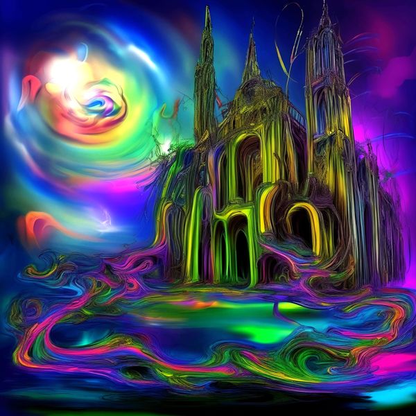 AIアートポスター カナブストラクド「モネ的粗い市松模様なき超現実」 Kanabstracd オリジナルアート作..