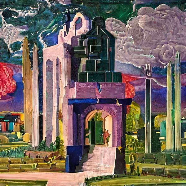 AIアートポスター 物理学に学んだ否認されたキリコ風 「量子の否認」 オリジナルアート作品 アートポス..