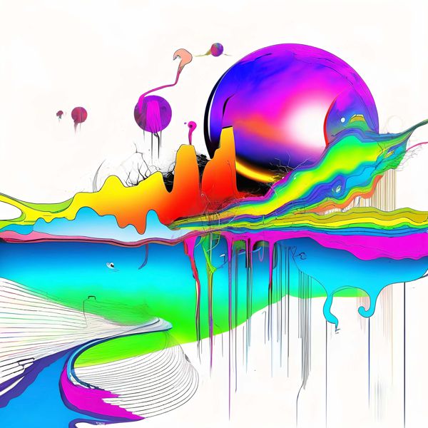 AIアートポスター カナブストラクド「スーラ的市松模様なき超現実」 Kanabstracd オリジナルアート作品..