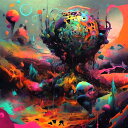 AIアートポスター シュールリアリズムに影響されサンドロ・ボッティチェリに影響されないカナブストラクドによる… オリジナルアート作品 アートポスター アートプリ...