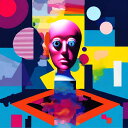 AIアートポスター 有刺に影響されないカナブストラクドとクリムトとによる「ばかげた」 オリジナルアート作品 アートポスター アートプリント インテリア(3)