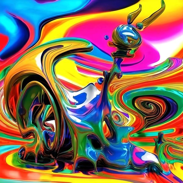 AIアートポスター カナブストラクド「ダリ的粗い網なき3D」 Kanabstracd オリジナルアート作品 アート..