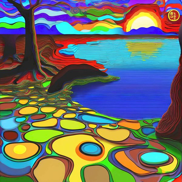 Rakuten - AIアートポスター カナブストラクド「スーラ的矢なき超現実」 Kanabstracd オリジナルアート作品 アートポスター アートプリント 壁掛けアート ウォールアート インテリア デジタルアート 現代アート