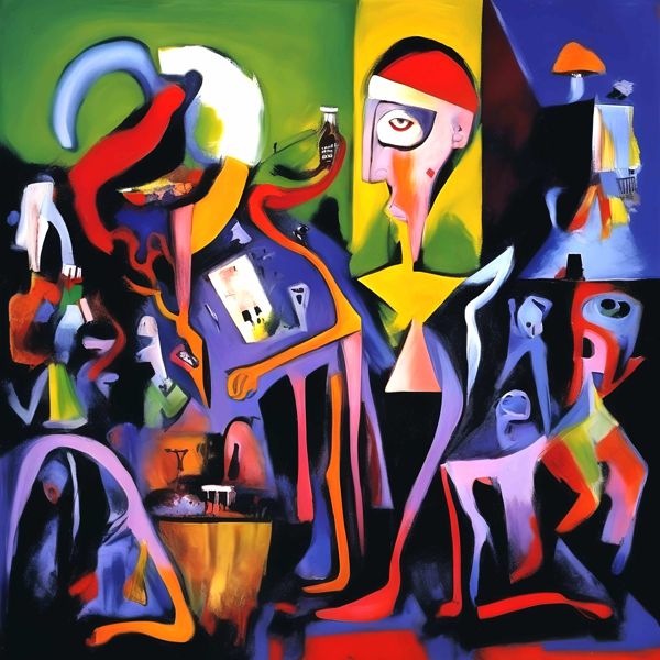 AIアートポスター シュールリアリズムに影響されたカナブストラクドとピカソとによる… オリジナルアート作品 アートポスター アートプリント インテリア