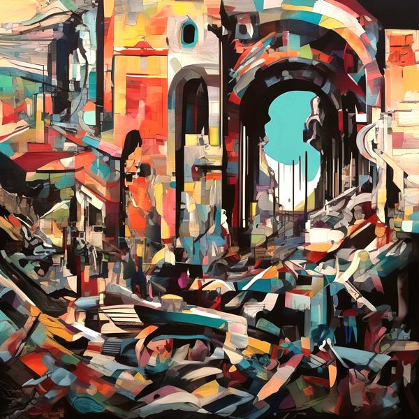 AIアートポスター 三角形たちに影響されないカナブストラクドとジーノ・セヴェリーニとによる … オリジナルアート作品 アートポスター アートプリント インテリア