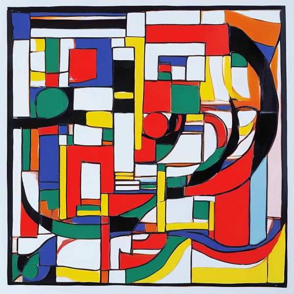 AIアートポスター カナブストラクド「モンドリアン的網なき±超現実」 Kanabstracd オリジナルアート作..