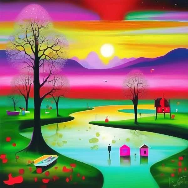 AIアートポスター カナブストラクド「広重・非北斎的矢なき超現実」 Kanabstracd オリジナルアート作品 アートポスター アートプリント 壁掛けアート ウォールアート インテリア デジタルアート 現代アート