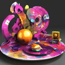 AIアートポスター 弓に影響されないカナブストラクドとドロネイとによる 「3D」 オリジナルアート作品 アートポスター アートプリント インテリア