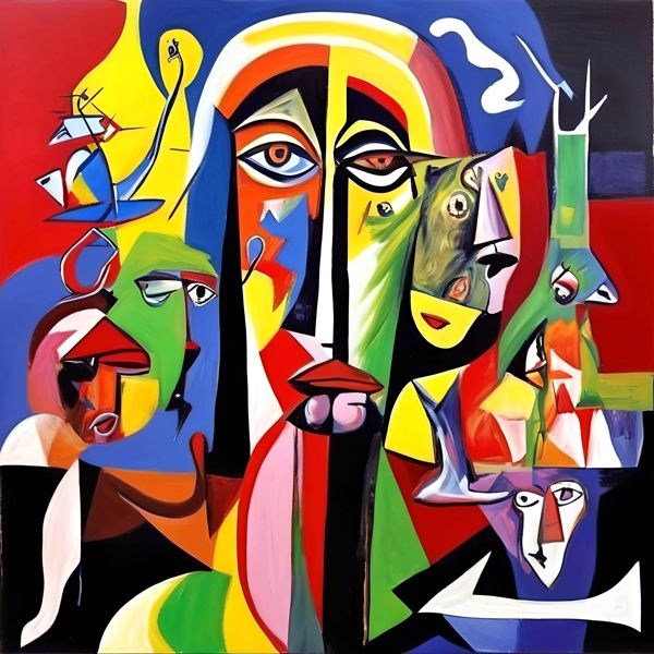 AIアートポスター カナブストラクド「ピカスビア的粗い網なき超現実」 Kanabstracd オリジナルアート作..