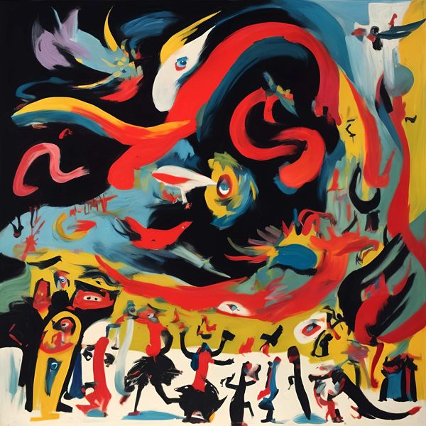 AIアートポスター カナブストラクド「ミロ的網なき不条理主義」 Kanabstracd オリジナルアート作品 ア..