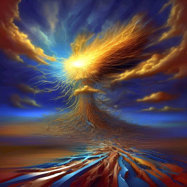 AIアートポスター カナブストラクド「超現実と±込みいった雷」 Kanabstracd オリジナルアート作品 アートポスター アートプリント 壁掛..