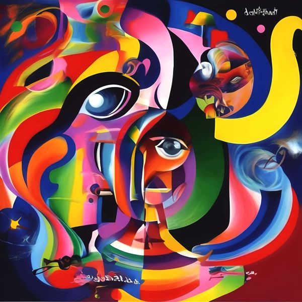 AIアートポスター カナブストラクド「ピカソ的有刺なき超現実」 Kanabstracd オリジナルアート作品 アートポスター アートプリント 壁掛けアート ウォールアート インテリア デジタルアート 現代アート