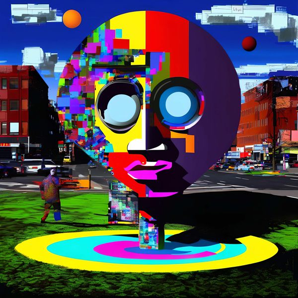 AIアートポスター カナブストラクド「スーラ的弓なき不条理リアリズム」 Kanabstracd オリジナルアート..