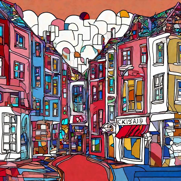 絵画風 AIアート ポスター カナブストラクドと否認されたモーリス・ユトリロの共作風 「無題」