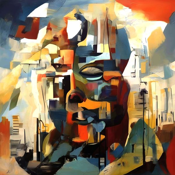 AIアートポスター カナブストラクド「ピカスビア的粗い網なき超現実」 Kanabstracd オリジナルアート作..