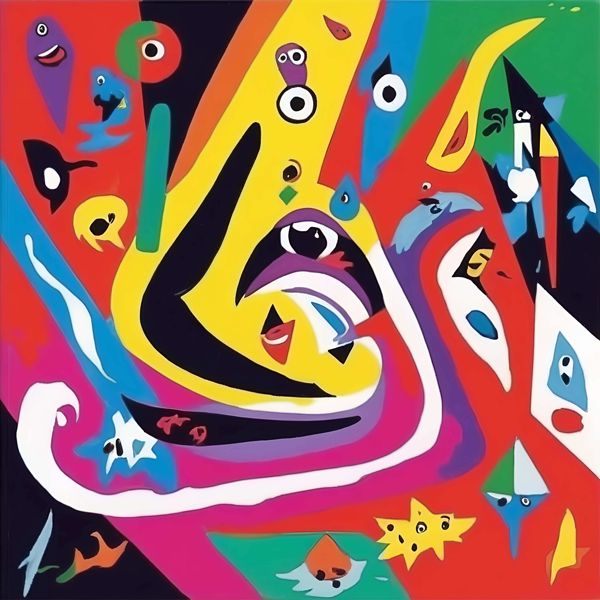 AIアートポスター カナブストラクド「ベーコン的網なき不条理リスム」 Kanabstracd オリジナルアート作..