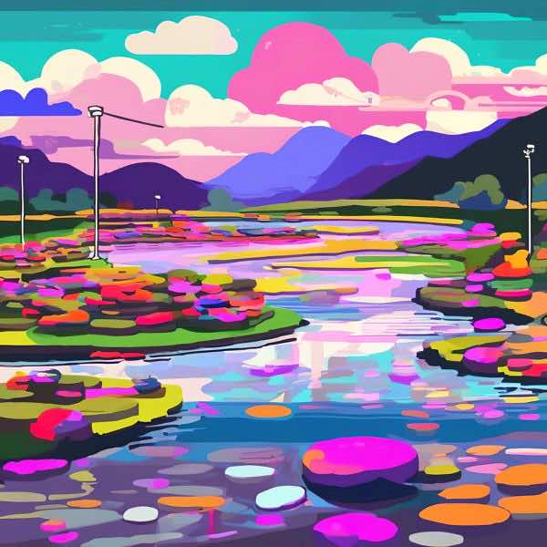 AIアートポスター カナブストラクド「川瀬巴水的矢羽根なき±超現実」 Kanabstracd オリジナルアート作..