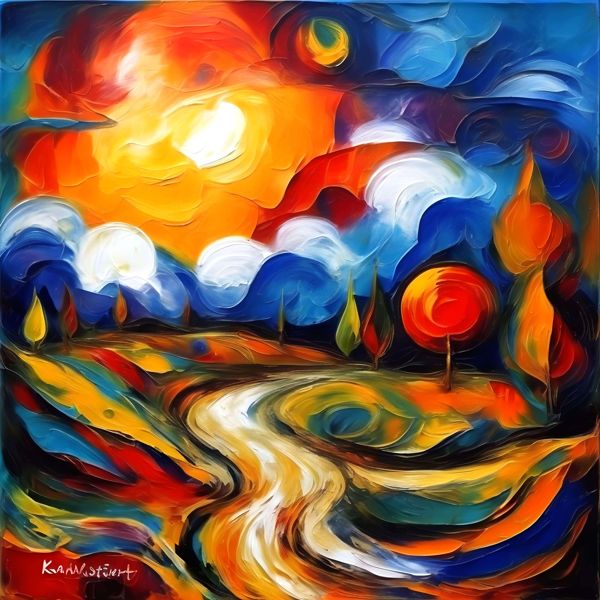 AIアートポスター カナブストラクド「弓なき超現印象主義」 Kanabstracd オリジナルアート作品 アートポスター アートプリント 壁掛け..