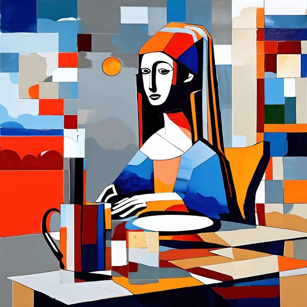 AIアートポスター カナブストラクド「フェルメール的弓なき…」 Kanabstracd オリジナルアート作品 アー..