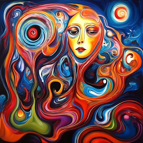 AIアートポスター カナブストラクド「クリムト的粗い網なき超現実」 Kanabstracd オリジナルアート作品..