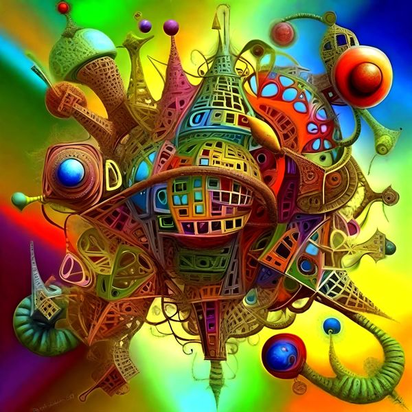 AIアートポスター カナブストラクド「黒波なき入り組んだ超現実」 Kanabstracd オリジナルアート作品 ..