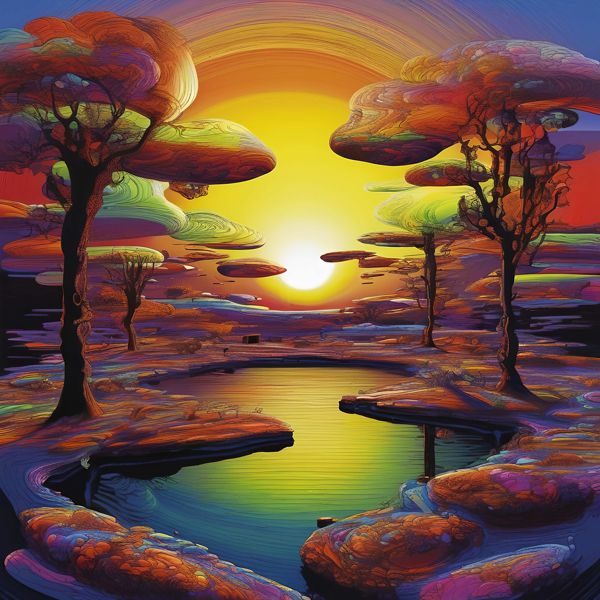 AIアートポスター カナブストラクド「スーラ的弓なき不条理リアリズム」 Kanabstracd オリジナルアート..