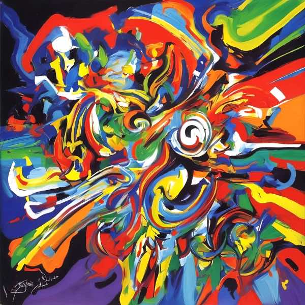 最初の商品画像がポスターの全体図です．2 番めの商品画像として中央部分の拡大図をのせています． 【GPT5/4o による解説】 (正確でない場合がありますので，ご注意ください.) 画面いっぱいに奔る原色のリボンが渦を巻き，中心の白いスパイラルが嵐の眼のように周囲の運動を統率しています． 暖色と寒色が交差し，鋭いコントラストが一瞬ごとに明滅する光のような効果を生み，アクリルやエナメルを思わせる硬質な艶がデジタル的な精度と結びついています． 筆致は書のように呼吸し，太細や速度の差がリズムを刻み，反復する弧線がメロディ，断ち切る黒が休符として機能します． 遠近法はほぼ捨てられ，全域が均等に活気づく「オールオーバー」な構成で，視線は中央から外縁へ，また戻る往復運動を強いられます． 所々に現れる渦や角のモチーフが半ば生物的な形態を示唆し，見るたびに鳥，花，波，爆発などに変容する多義性を保っています． 色彩はフォーヴ的に純度が高く，混色を避けて面と面をぶつけることで，躍動を音量として感じさせます． 厚みのある帯が重なり合う層は，偶然と制御のあいだの緊張をはらみ，アルゴリズムが即興演奏を編集したかのような感触を残します． 影響源としては，運動の作曲法と共感覚的な色調にワシリー・カンディンスキー，荒々しい身振りの力学にウィレム・デ・クーニング，全域に広がるエネルギーにジャクソン・ポロック，純色の衝突にマティスやドランのフォーヴィスム，渦の視覚効果にヴィクトル・ヴァザルリのオプ・アート，さらにポップでサイケな色調にはピーター・マックス的な趣が感じられます． また，運筆の切れ味には東アジアの書やグラフィティの身ぶりが重なり，速度と身体性が画面の主題となっています． 中心の白は吸引と放出の両義を担い，カオスから秩序へ，あるいはその逆への転換点として機能します． 結果としてこの作品は，形を定めずに世界の運動そのものを描こうとする抽象表現主義と，AI的編集感覚が出会った，色と力の祝祭です． 【購入方法・サイズなどについて】 サイズはつぎのうちのいずれかを上記の商品リストで選択してください．いずれも正方形です．・500 mm × 500 mm． ・400 mm × 400 mm． ・300 mm × 300 mm． ・250 mm × 250 mm (紙は 300 mm × 300 mm．余白つき)． ・200 mm × 200 mm． オンデマンドで印刷します (受注生産です) が，基本的に 1 週間以内に発送します． 300 mm と 250 mm のものは楽天，アマゾン，ニトリ，ハンズ，無印良品などで販売されている内寸 30 cm 角のフレームにちょうとおさまります． この商品にはフレームは付属せず販売もしていません． 【画像の制作方法】 制作者と AI (AI アート作成用のプログラム Stable Diffusion XL 1.0 (1024)) とからなるアートユニット カナブストラクド によるアートポスターです．そのプログラムに「Kanabstracd surrealism canion」ということば (prompt) をあたえて創造させました． 負のプロンプトとして「surrealism canion mesh」を指定しています． AI アートでは通常 A6 サイズ相当くらい (縦横 500〜1000 ピクセルくらい) の荒い画像しかつくれないので，超解像という技術をつかって原画より解像度を 4〜8 倍に (こまかく) しています． ただし，上の商品画像の解像度は原画と同程度なのでご注意ください． これらのポスターは通常の AI アートとはちがう独自の方法を使って作っています． AI アートは AI にプロンプト (または呪文) とよばれる英語の記述をあたえて作画した画像ですが， Stable Diffusion，DALL・E 2，Midjourney などの AI プログラムによって 2022 年に爆発的に普及しました． AI アートで望む画像を作るために通常は比較的細かい指示を与えます． しかしデイシンではおもに 1〜4 語程度の短いことばや造語を Stable Diffusion XL 1.0 (1024) を使用している OpenArt，NightCafe などのウェブサイトで使用して，そのプログラムがもつ知識をいかして自由に (ジェネラティブに，創発的に) 画像をつくらせています． コントラストの調整等はしていますが，描きなおさせたり加筆したりするようなことはしていません． こうやって作られる「意図しない」画像も「AI アート」とは呼ばれるものの，かならずしもアートとはいえないと考えています． しかし，思いもよらない画像や特定の画家風の部分がありながらその作品とはちがうスタイルの画像，模様やステンドグラスに埋め込まれた猫など，様々な興味ぶかい画像がつくれます． 【キーワード】 AIアート, AI画家, 画像生成AI, 人工知能アート, コンピュータアート, コンピュータ・アート, デジタルアート, メディアアート, Stable Diffusion, ジェネラティブアート, ジェネレーティブアート, 創発的, 生成的, アート・ジェネレータ, インテリア, ウォールアート, アートポスター, アートプリント, オリジナルポスター 【著作権に関する注記】 この画像は ISAP 手法にもとづいて AI が生成したものです．特定の現存作家または既存作品の模倣・再現を意図するものではありませんが，お気づきの点がありましたら info@dasyn.com にご連絡ください．AI を使って造った気軽に楽しめるアートポスター AI とともに描いた様々な絵でお部屋をかざってみませんか? AI アートでさまざまな絵画を創造しました．人だけでは描くのが難しいオリジナル作品をお求めやすい価格で提供します．壁にならべて貼ったり，気分にあわせて貼りかえてみることもできます．