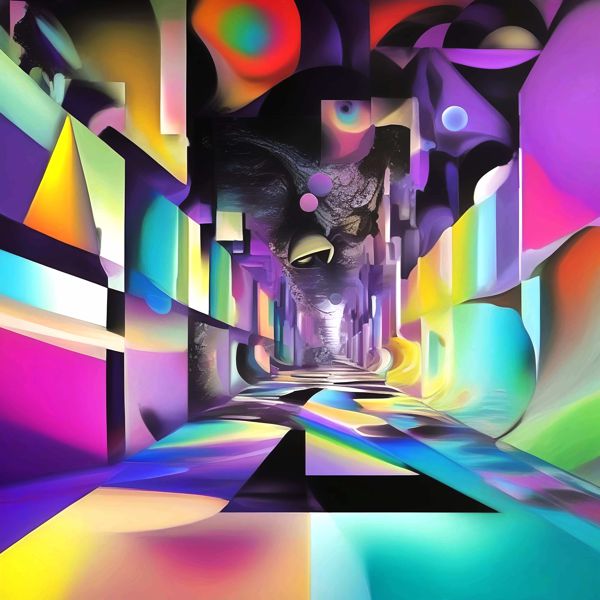 Rakuten - AIアートポスター カナブストラクド「結び目なき超現実と±幻覚」 Kanabstracd オリジナルアート作品 アートポスター アートプリント 壁掛けアート ウォールアート インテリア デジタルアート 現代アート